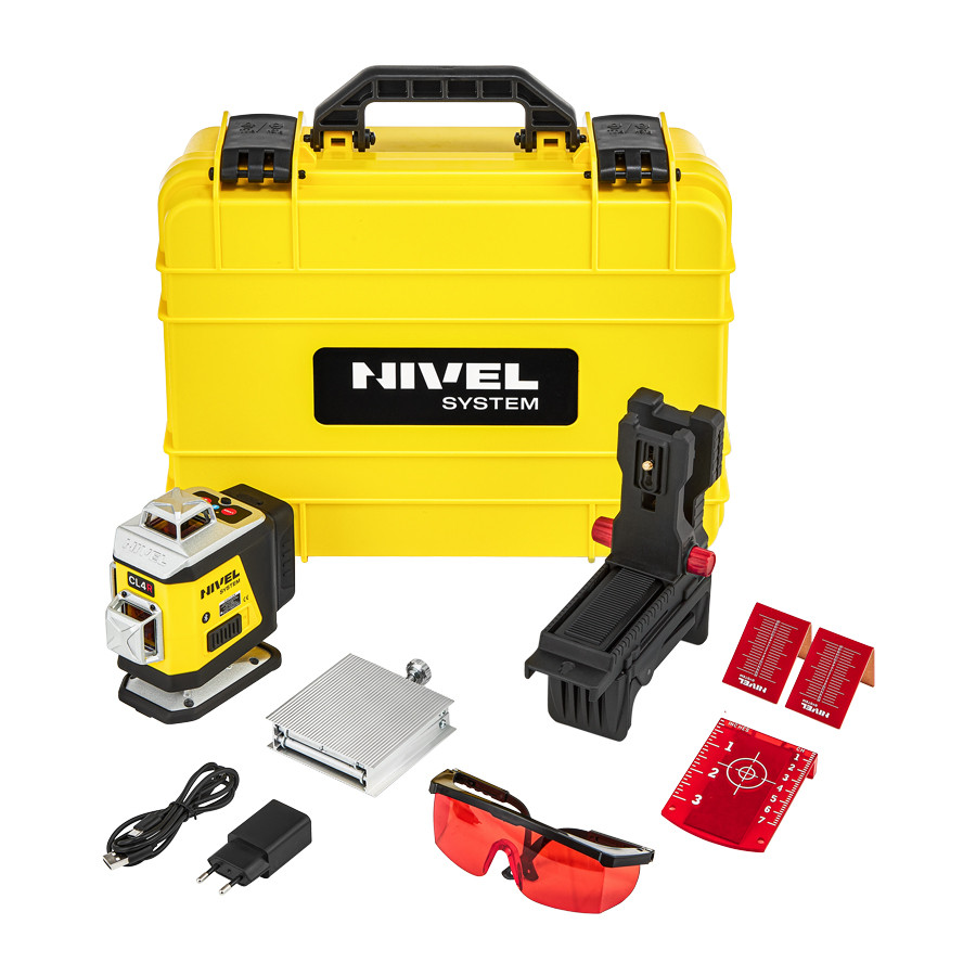 ZESTAW Laser krzyżowy Nivel System CL4R czerwony + tyczka LP-36