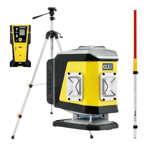 [CL1B-zestaw-2] ZESTAW Laser krzyżowy Nivel System CL1B niebieski + statyw SJJ-M1 EX + tyczka LS-24 + odbiornik CLS-5